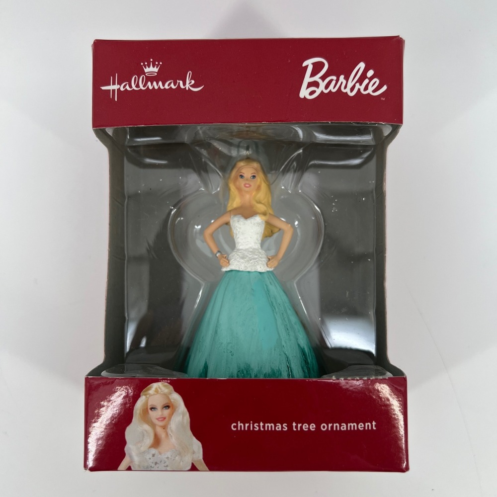 Hallmark Barbie Christmas Tree Ornament 2016 Teal White Gown 1HCM6572 New In Box